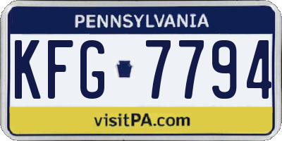 PA license plate KFG7794