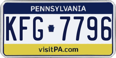 PA license plate KFG7796