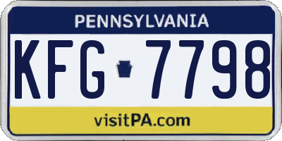 PA license plate KFG7798