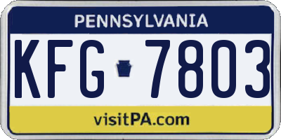 PA license plate KFG7803