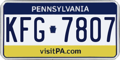 PA license plate KFG7807