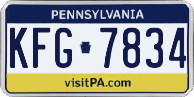 PA license plate KFG7834