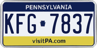 PA license plate KFG7837