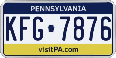 PA license plate KFG7876