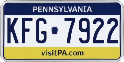 PA license plate KFG7922