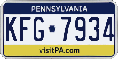 PA license plate KFG7934