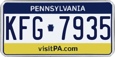 PA license plate KFG7935
