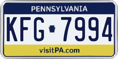 PA license plate KFG7994