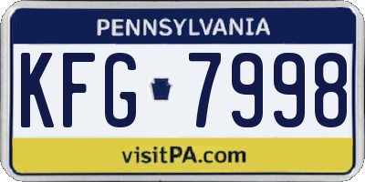 PA license plate KFG7998