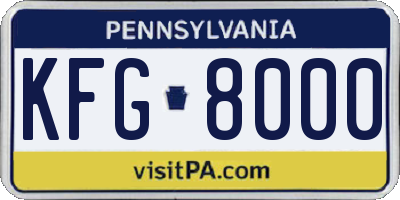 PA license plate KFG8000