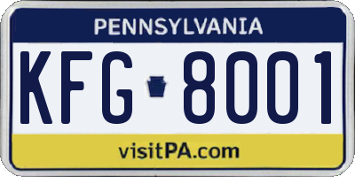 PA license plate KFG8001