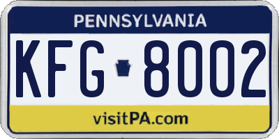 PA license plate KFG8002