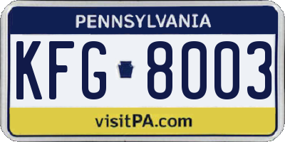 PA license plate KFG8003
