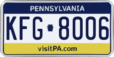 PA license plate KFG8006