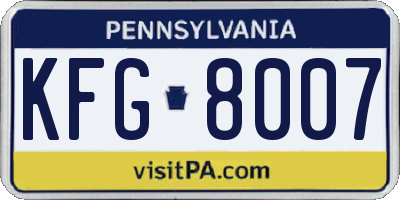 PA license plate KFG8007