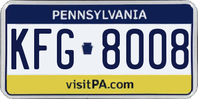 PA license plate KFG8008