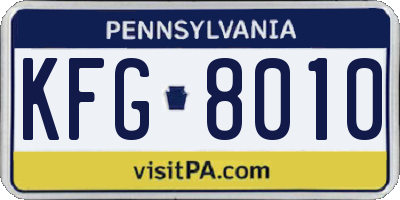 PA license plate KFG8010