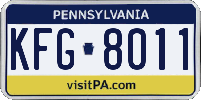 PA license plate KFG8011