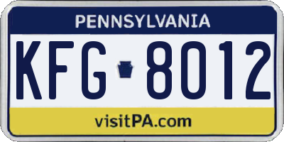 PA license plate KFG8012