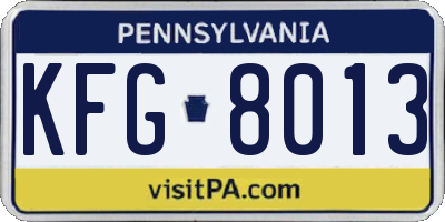 PA license plate KFG8013