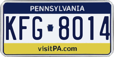 PA license plate KFG8014
