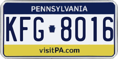 PA license plate KFG8016