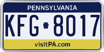 PA license plate KFG8017