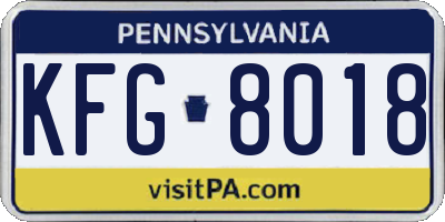 PA license plate KFG8018