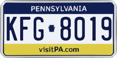PA license plate KFG8019