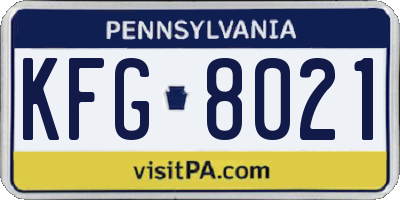 PA license plate KFG8021