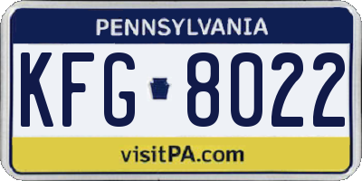 PA license plate KFG8022