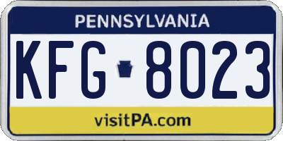 PA license plate KFG8023