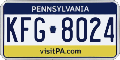 PA license plate KFG8024