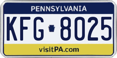 PA license plate KFG8025