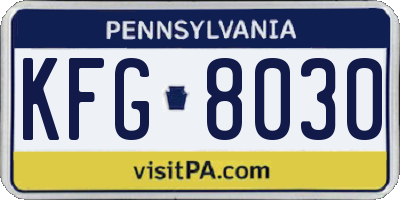 PA license plate KFG8030