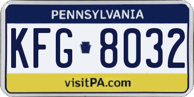 PA license plate KFG8032
