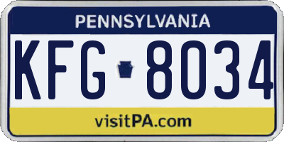 PA license plate KFG8034