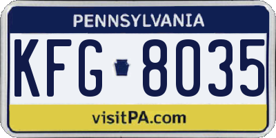 PA license plate KFG8035