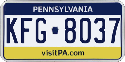 PA license plate KFG8037