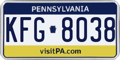 PA license plate KFG8038