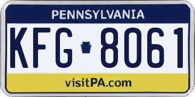 PA license plate KFG8061