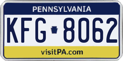PA license plate KFG8062