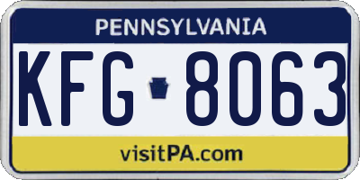 PA license plate KFG8063