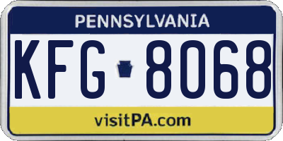 PA license plate KFG8068