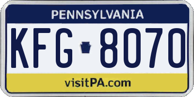 PA license plate KFG8070