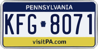 PA license plate KFG8071