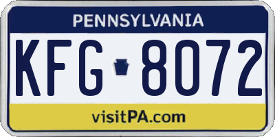PA license plate KFG8072