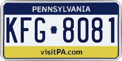 PA license plate KFG8081