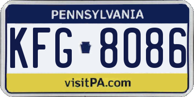 PA license plate KFG8086