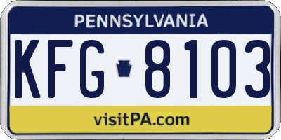 PA license plate KFG8103